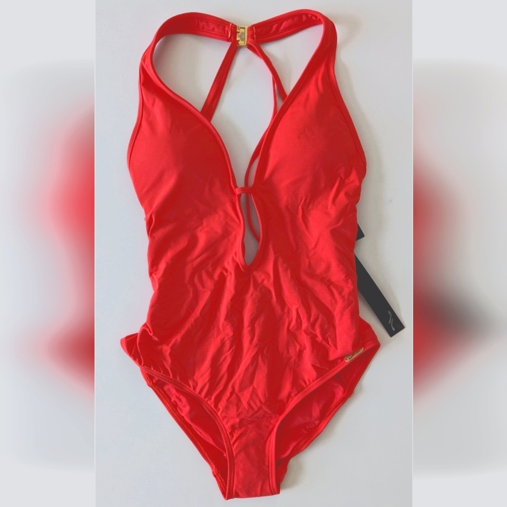 Jets Plunge One-Piece Swimsuit, Flamingo, Women's 6 (AU 10)